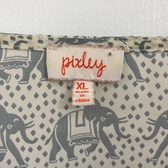 Closet BOGO: Pixley White/Gray Elephant Print Sheer Blouse XL - Picture 2 of 4